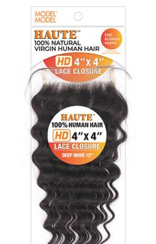 Model Model Haute 100% Natural Virgin Human Hair 4"X4" HD Lace Closure Deep Wave 12"