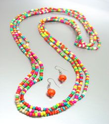 Multi Beads Necklace Set with Earrings