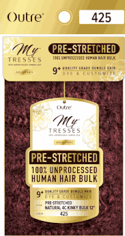 MyTresses 100% Unprocessed Human Hair Gold Label Pre-Stretched Human Hair Natural 4C Kinky Bulk 12"