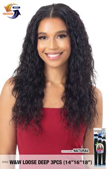 NAKED NATURE Brazilian Virgin Remy 100% Human Hair Nature Wet & Wavy Loose Deep 3PCS (14"/16"/18")