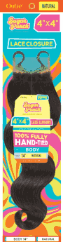 Outre Sugar Punch 100% Unprocessed Remy Human Hair 4"x4" Lace Closure 100% Fully Hand-Tied Body