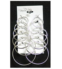 Pierced Earring 54879S Multi Pair Silver