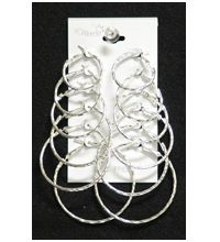 Pierced Earring 54881S Multi Pair Silver