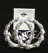 Pierced Earring 54967S Silver Round Angel