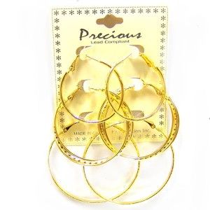 Pierced Earring SSE5157G Gold Loop Set
