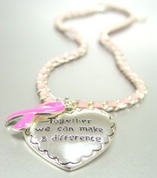 Pink Ribbon Breast Cancer Necklace