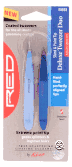 Red Slant & Point Tip Deluxe Tweezers Duo