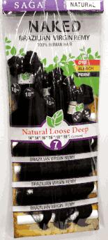 Saga Naked Brazilian Remy Natural Loose Deep 7PCS 14"14"16"16"18"18"+Closure Multi Pack