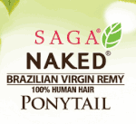 Saga Naked Brazilian Virgin Human Hair Ponytail UNPROCESSED REMY WIZARD 