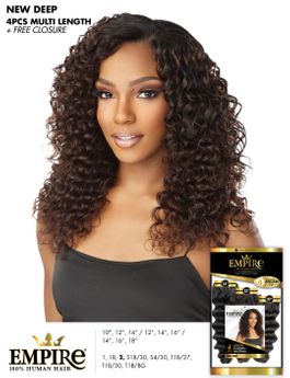 Sensationnel 100% Human Hair Argan Oil Infused EMPIRE New Deep Wave 4PCS Multi Length + Free Closure 12",14",16" (NEW!!!)