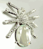 Silver Crystals Gem Spider Brooch