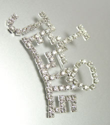 Silver Crystals JESUS LOVES ME Brooch