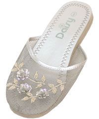 Silver Flower Slippers