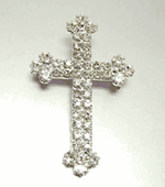Silver Rhinestones Cross Brooch Pin