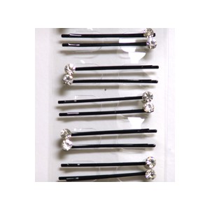 Slide on Stone Hair Pins 2PC CLEAR