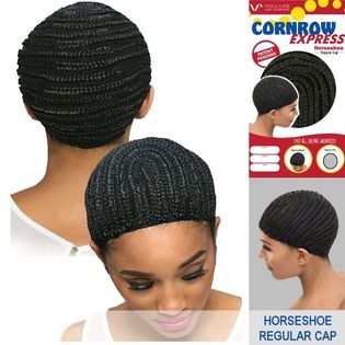 Vivica A. Fox - CORNROW EXPRESS CAP - Horseshoe-MEDIUM Mesh Weave Cap in OFF BLACK