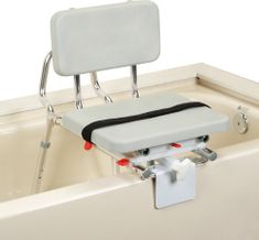 Snap-N-Save Sliding Tub-Mount Trsfr Bench w/Pad Swvl Seat/Bk