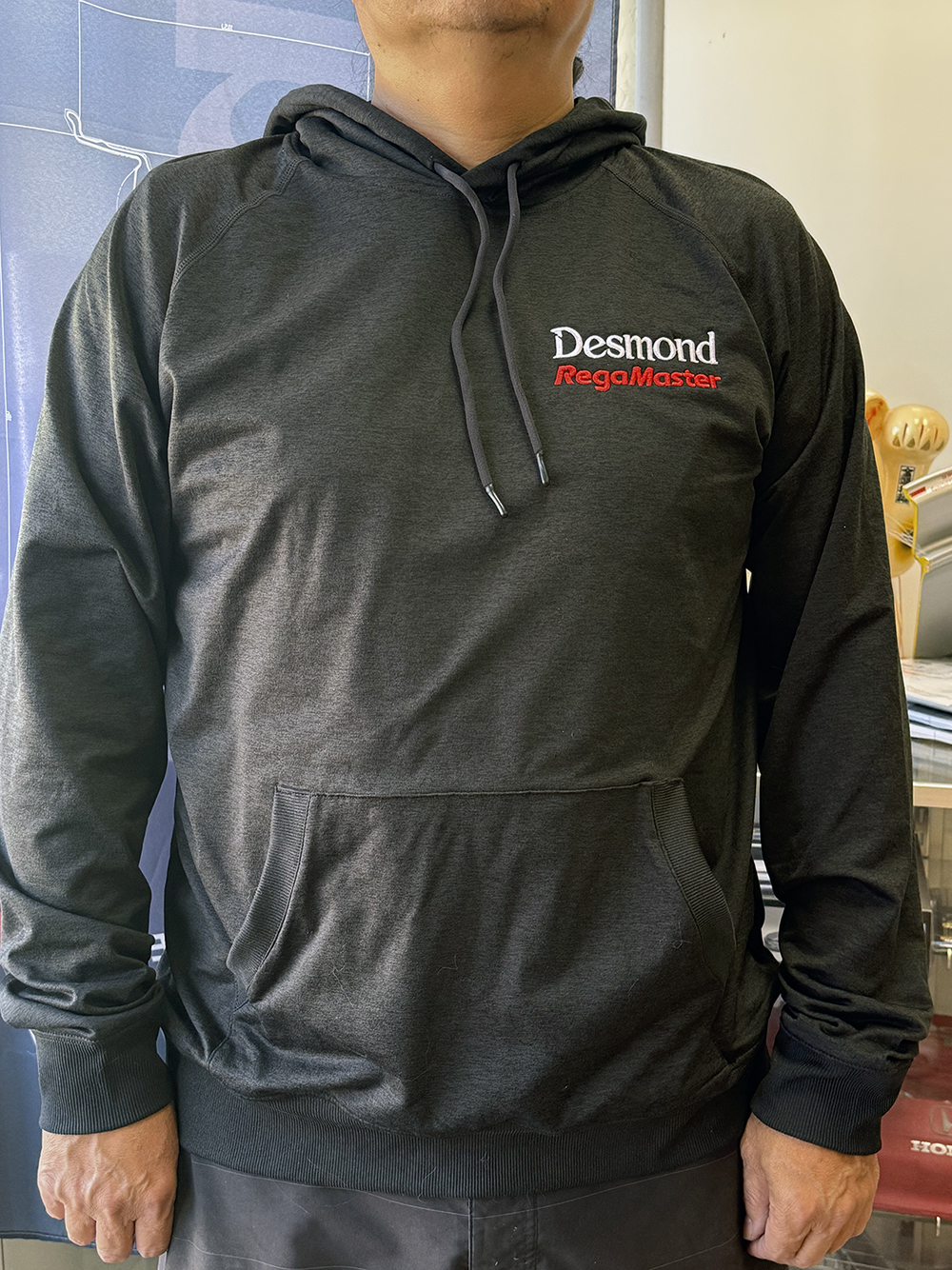 Desmond Regamaster Pullover Hoodie 4" Embroidered Logos White and Red (Free Shipping)