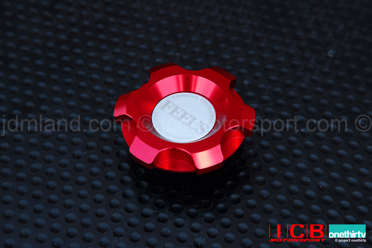 Feel's Honda TwinCam Billet Oil Cap Honda B/F/H Engines Anodized Red
