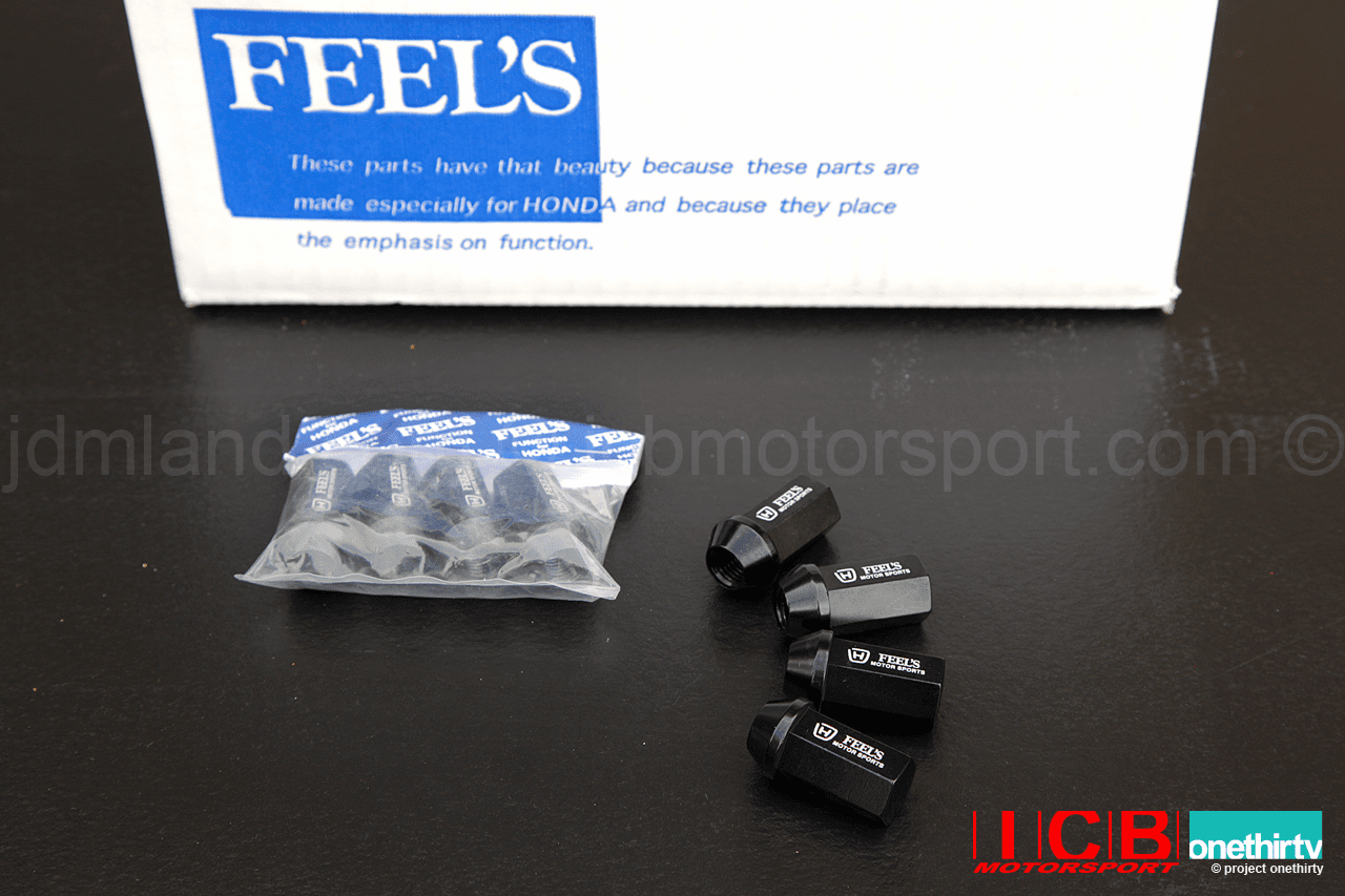 Feel's Honda TwinCam Lug Nuts Anodized Black Close End 12X1.50mm 