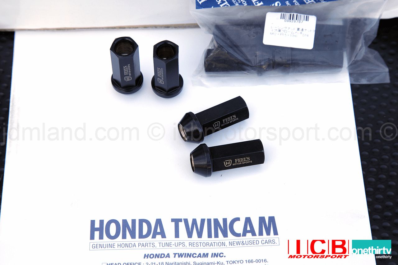 Feel's Honda TwinCam Racing Lug Nut (Black Chrome-Plated) Open Ended 12X1.50mm