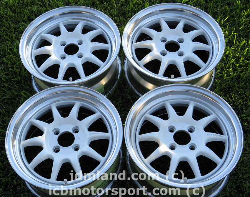 Gab Sports White with Polished Lip 15x7 4X100 +35 - SOLD!