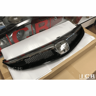 JDM Honda Civic Type R FD2 Front Grille Inner (NH547 Berlina Black) / Outer Grille (Gunmetal)