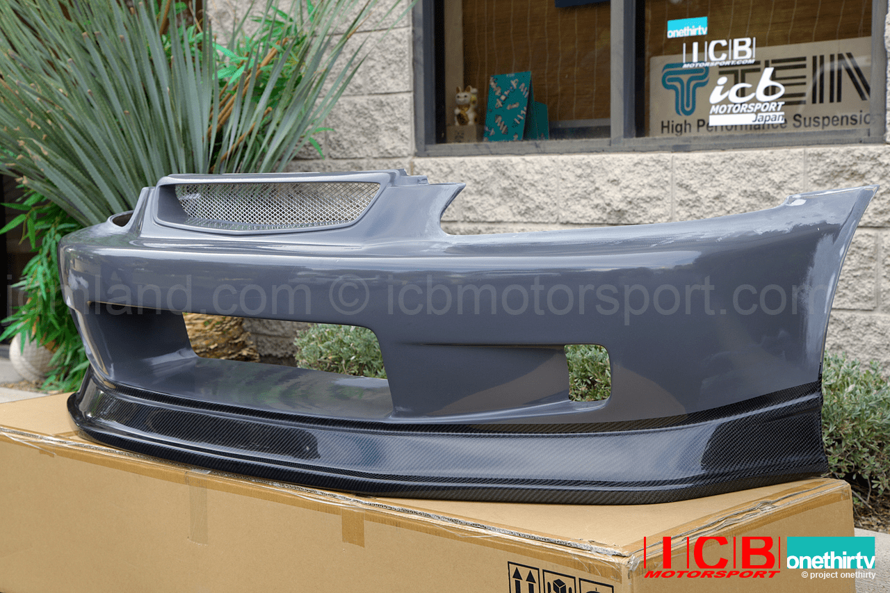 JDM J-Blood Front Bumper Honda Civic EK4 EK9 96-98 with Twill Carbon Fiber Lower Lip Pre-Order