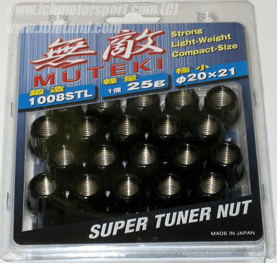 JDM Muteki Lug Nuts 31885B 12 x 1.25mm Open Ended Black
