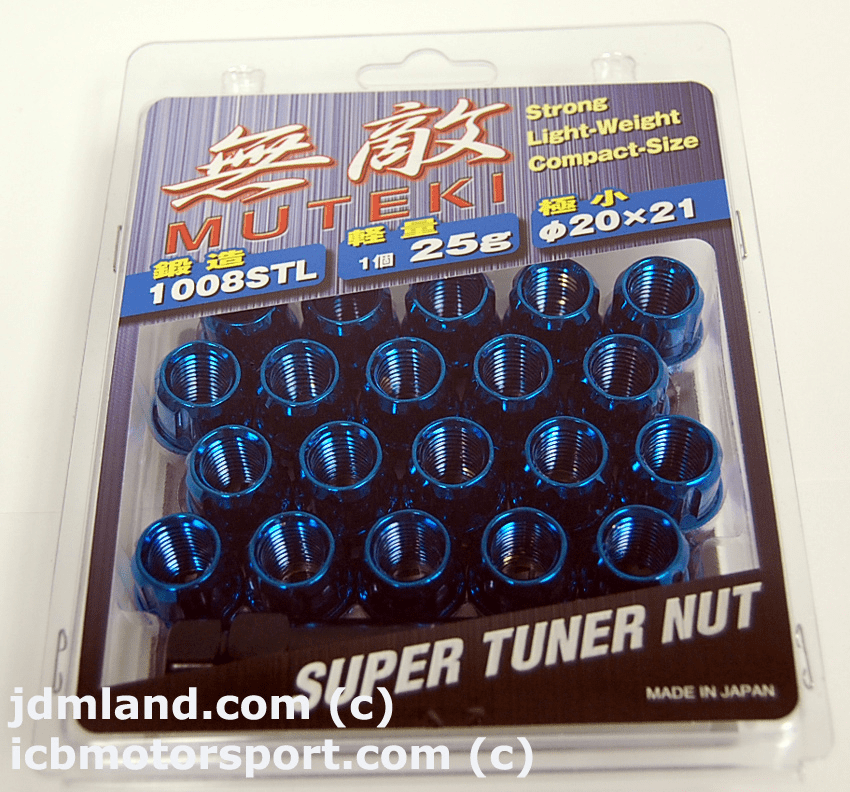 JDM Muteki Lug Nuts 31886U 12 x 1.50mm Open Ended Blue