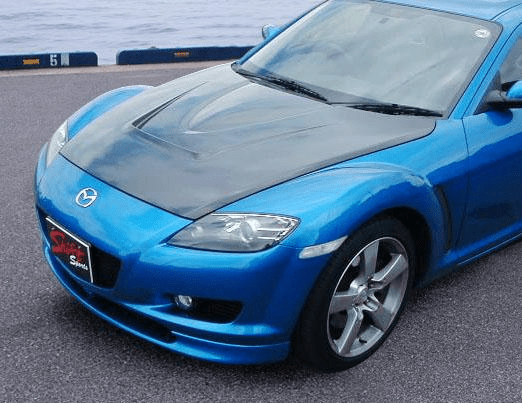 JDM Shift Sports FRP/Carbon Aero Vented Hood Mazda RX8 SE3P 