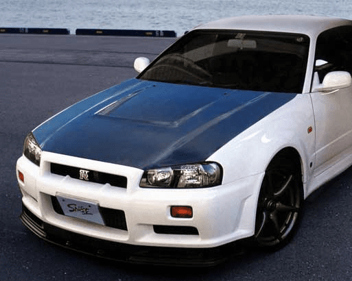 JDM Shift Sports FRP/Carbon Aero Vented Hood Nissan Skyline GT-R BNR34 