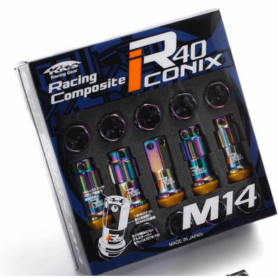KICS R40 ICONIX NEOCHRO LUG NUTS & LOCKS 14X1.5 BLACK CAPS Free Shipping