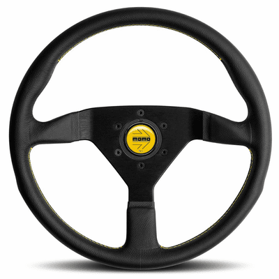 MOMO Monte Carlo Steering Wheel (350mm/BLACK LEATHER W/ YELLOW STITCH)
