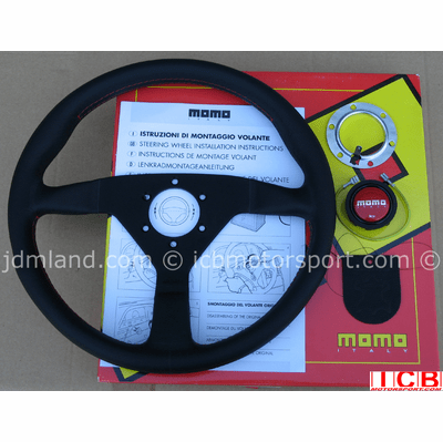 MOMO Monte Carlo Steering Wheel Leather Red Stiching 320mm/350mm