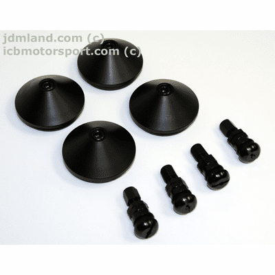 Mugen Black MF8 MF10 Center Caps (Set of 4) / Valve Stems (Set of 4)