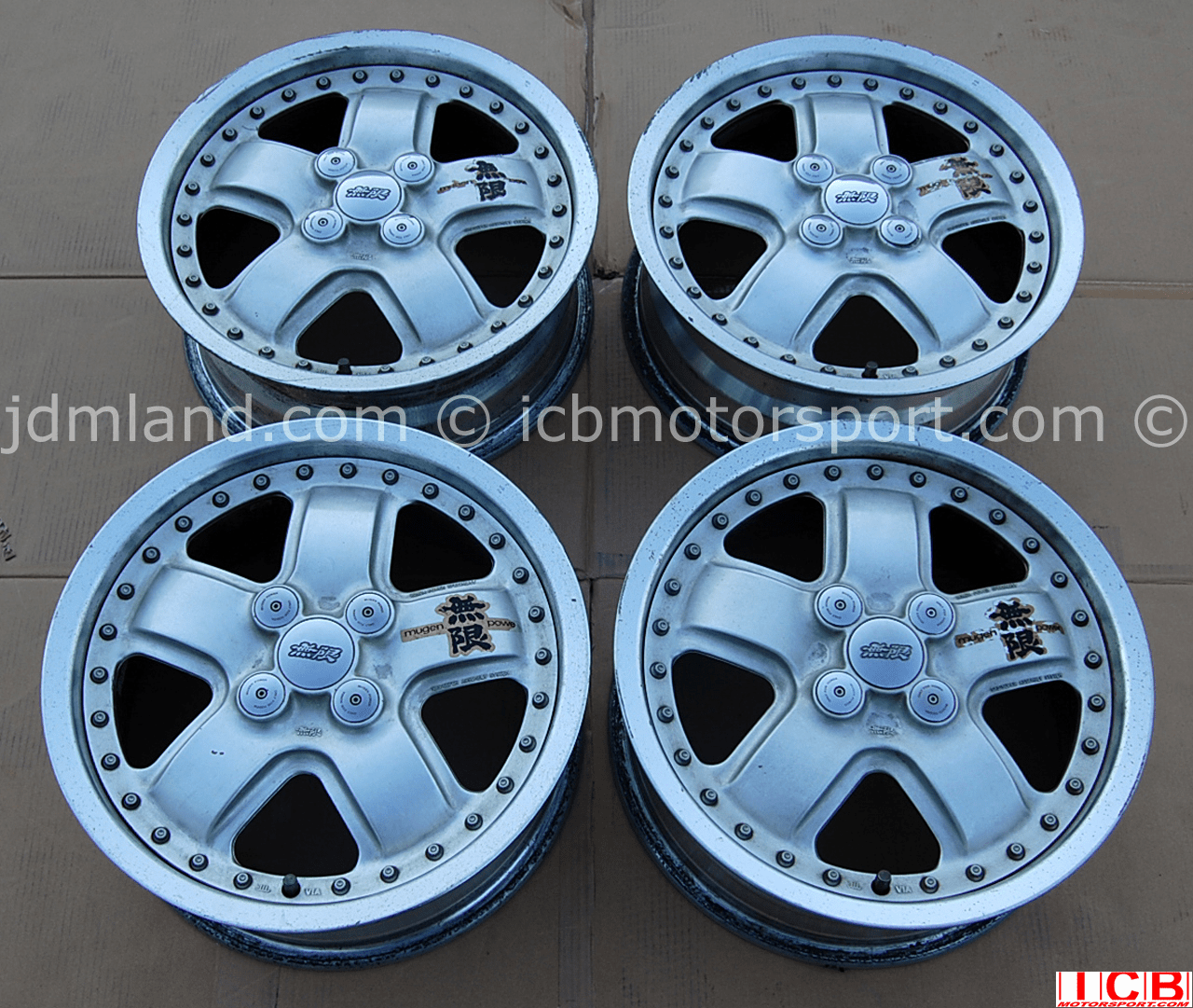 Mugen MR5 Alumilite Silver Wheels 15X6 +38offset 4X100 Sold