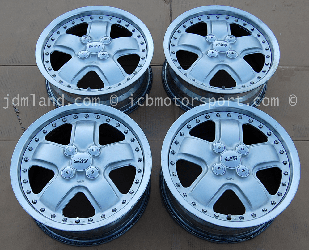 Mugen MR5 Alumilite Silver Wheels 15X6 +38offset 4X100 Sold