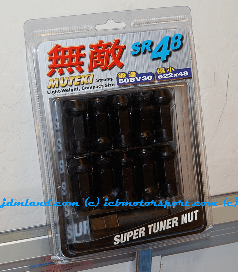 Muteki SR48 Lug Nuts Black Open Ended 32906B 12x1.50mm
