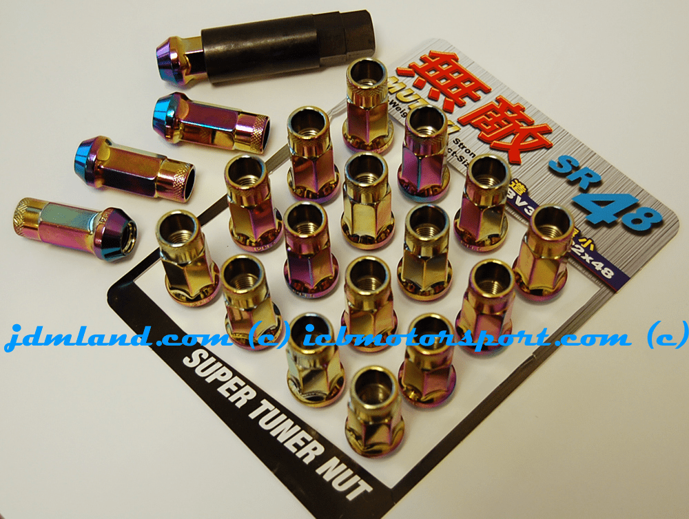 Muteki SR48 Lug Nuts Neo Chrome Open Ended 32906N 12x1.50mm