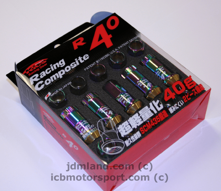 Project Kics 5 Lug R40 31876NK NEO Chrono Racing Composite Extended Lug Nuts w/ Locks 12X1.50mm