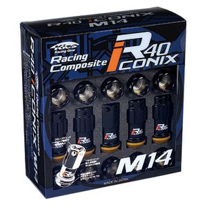 Project Kics R40 ICONIX M14 Lug Nuts & Locks - 14x1.5 In Black (Capless) Pre-Order FREE SHIPPING