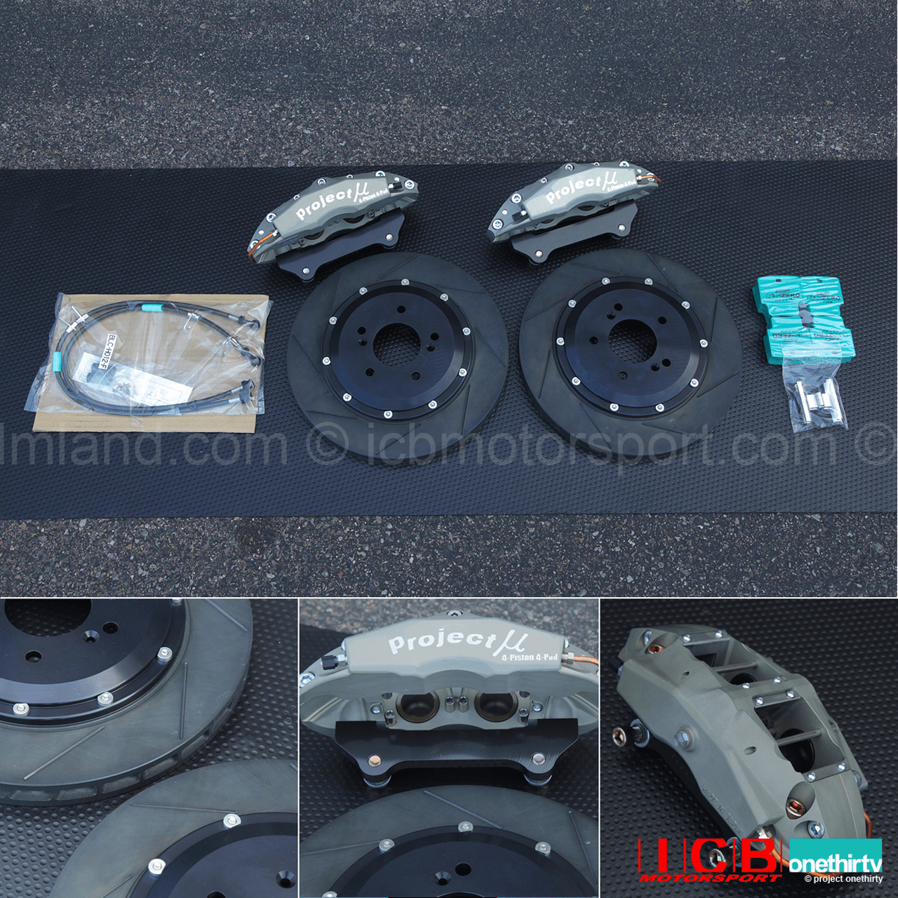 Project Mu Forged Caliper 4 Pot Slim Brake Kit 332mm Rotor Acura Integra DC2 Type R Color Tufram