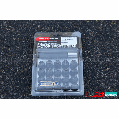 RAYS 17 Hex Lug Nut and Lock Set - Black Lug Nut Set 12x1.25mm Set with Locks (24 Piece total)