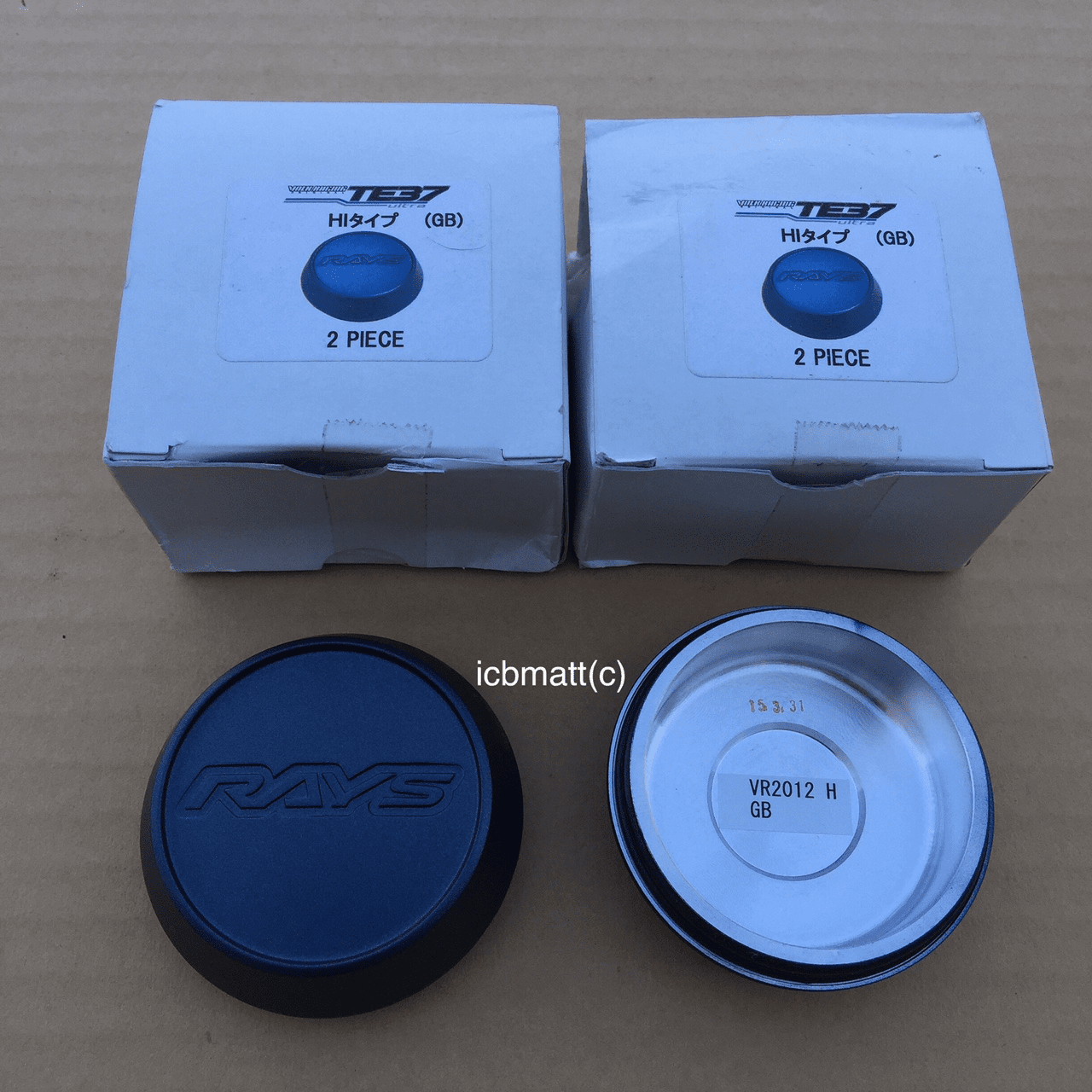 Rays Engineering Volk Racing Matte Blue Gunmetal ZE40 Center Caps Rays Logo High Type