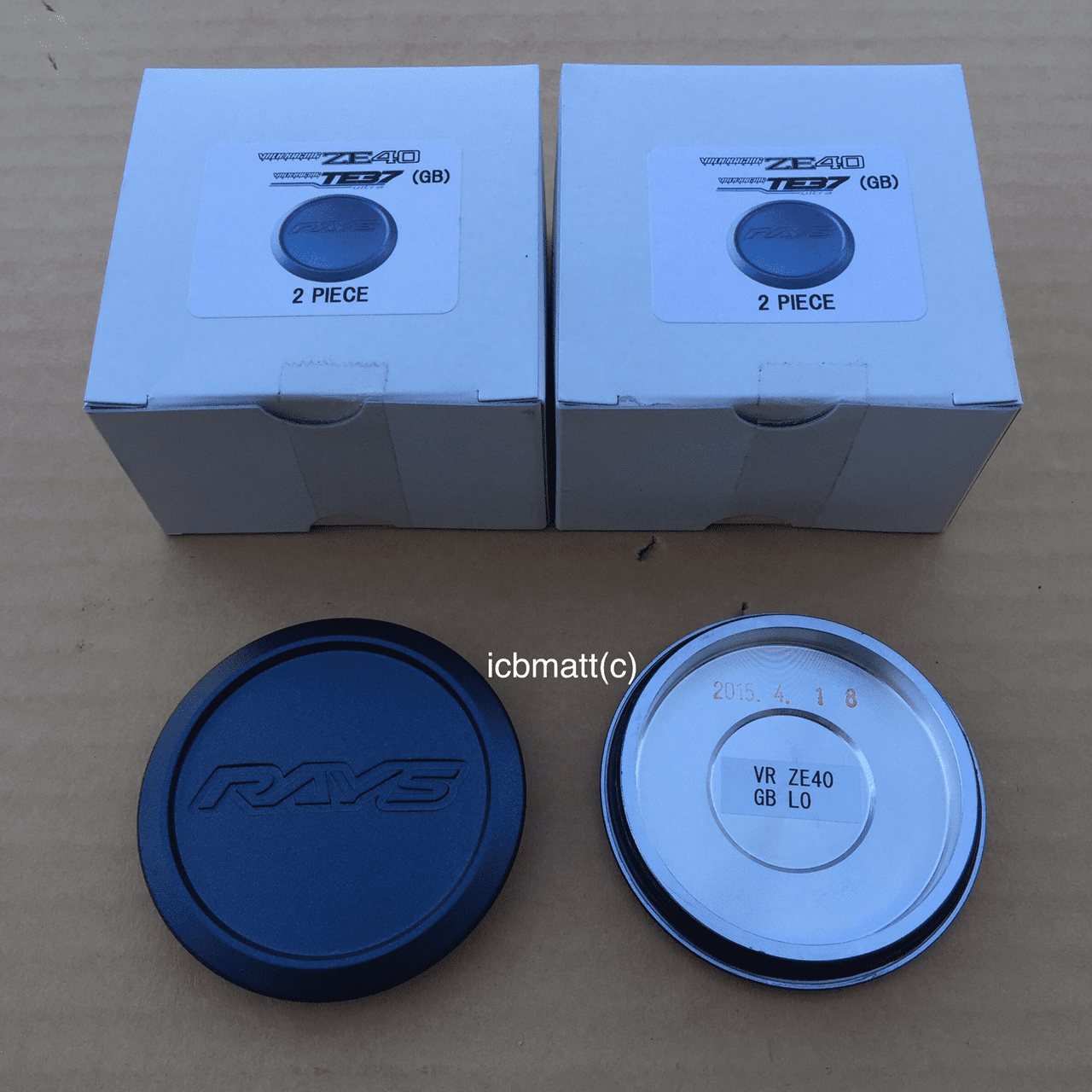 Rays Engineering Volk Racing Matte Blue Gunmetal ZE40 Center Caps Rays Logo Standard Type