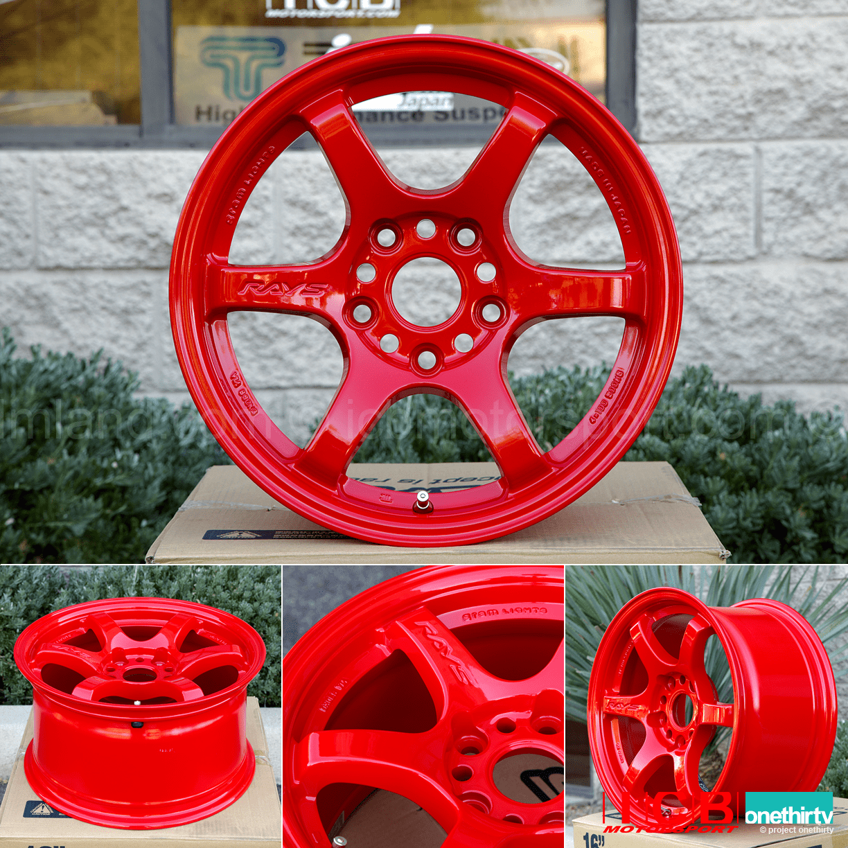 Rays Gram Lights 57DR 15X8 5X1143 or 4X100 +35 Offset Red Concave Face