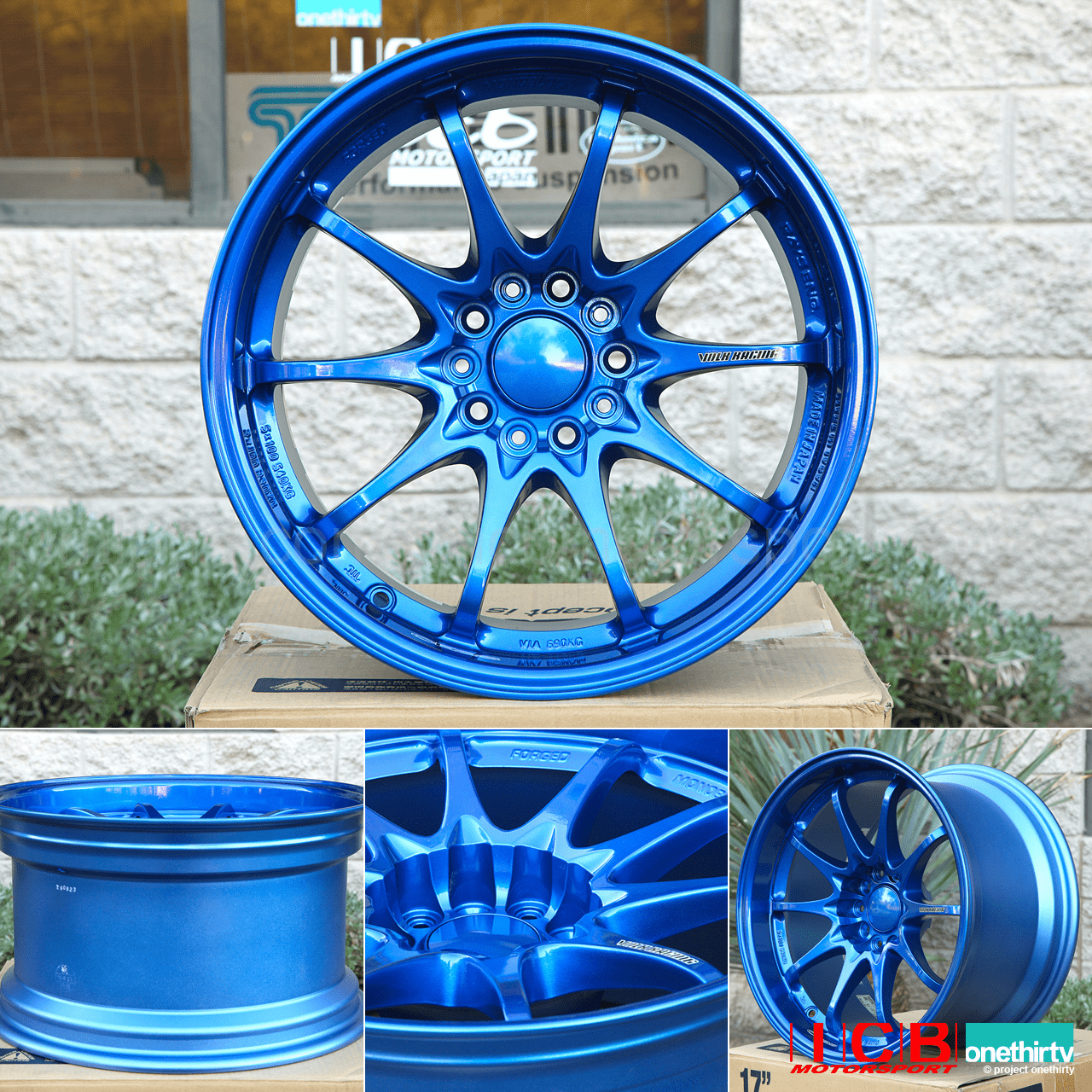 Rays Volk Racing CE28N Hyper Blue 17X9.5 5X114.3 +15 Offset Concave Face