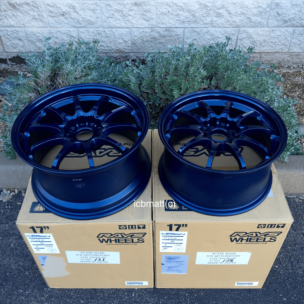 Rays Volk Racing CE28N Mag Blue Wheels Set 5X114.3 16X8 +35 Offset 17X9 +40 Offset Honda/Acura NSX 91-1997 NA1