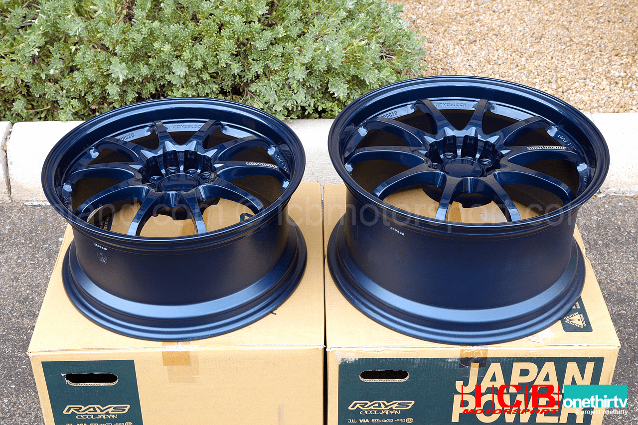 Rays Volk Racing CE28N Mag Blue Wheels Set 5X114.3 17X8 +33 Offset 18X9.5 +40 Offset Honda/Acura NSX 91-2005 NA1 NA2